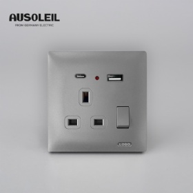 A62032 13A 1 gang switch +multifunction socket+USB